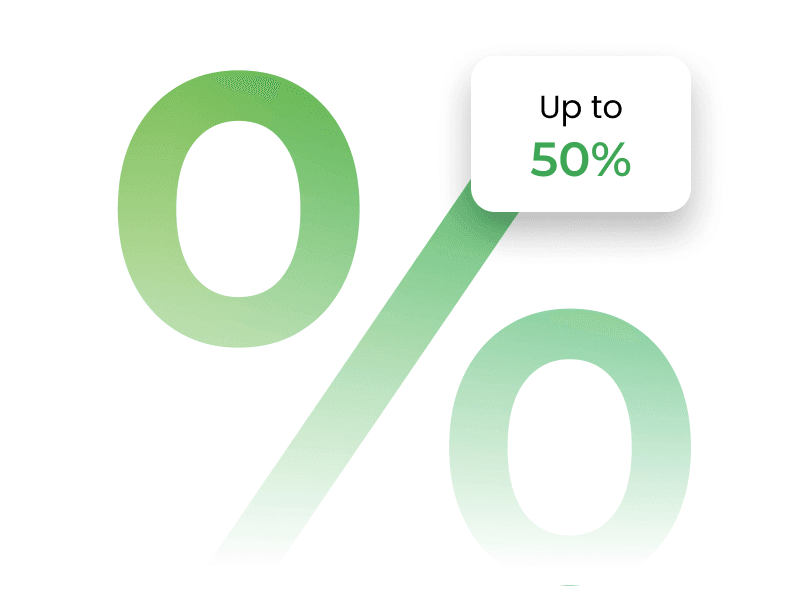 最大50%の手数料のイラスト