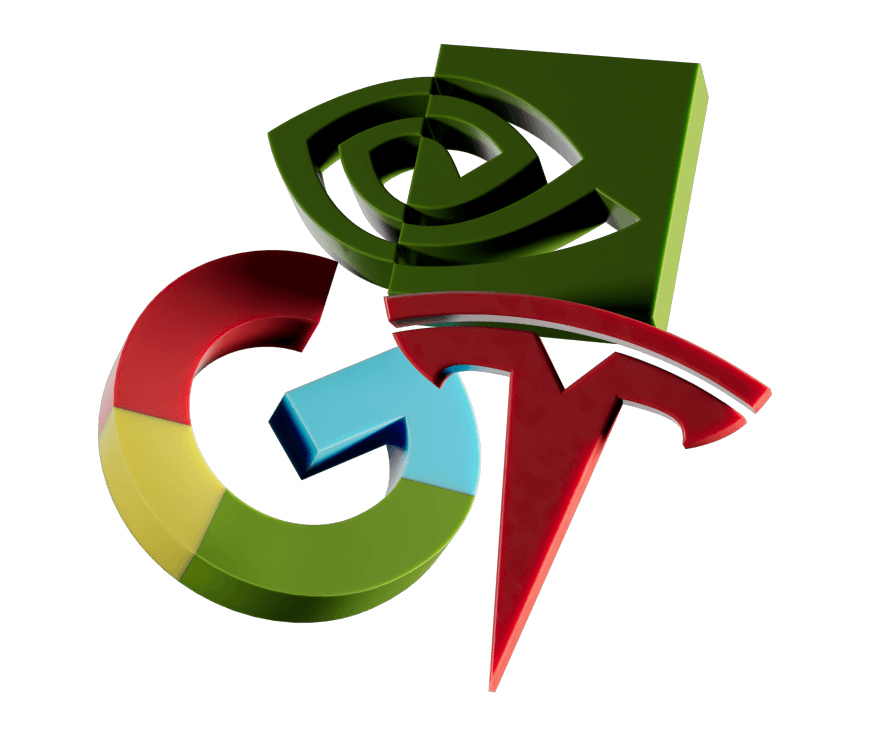 Trading d’actions — illustration 3D de logo d’entreprise