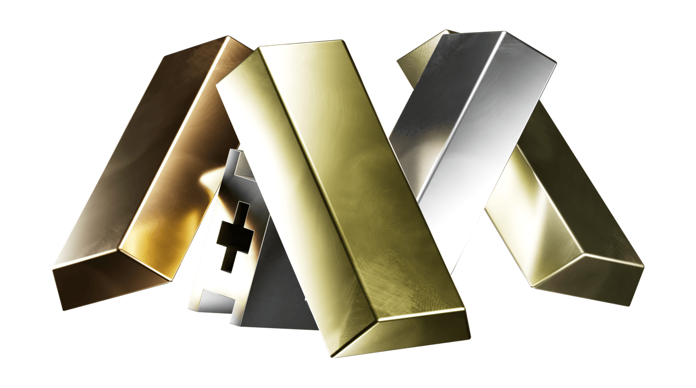 Trading des métaux — illustration de lingots d’or et d’argent