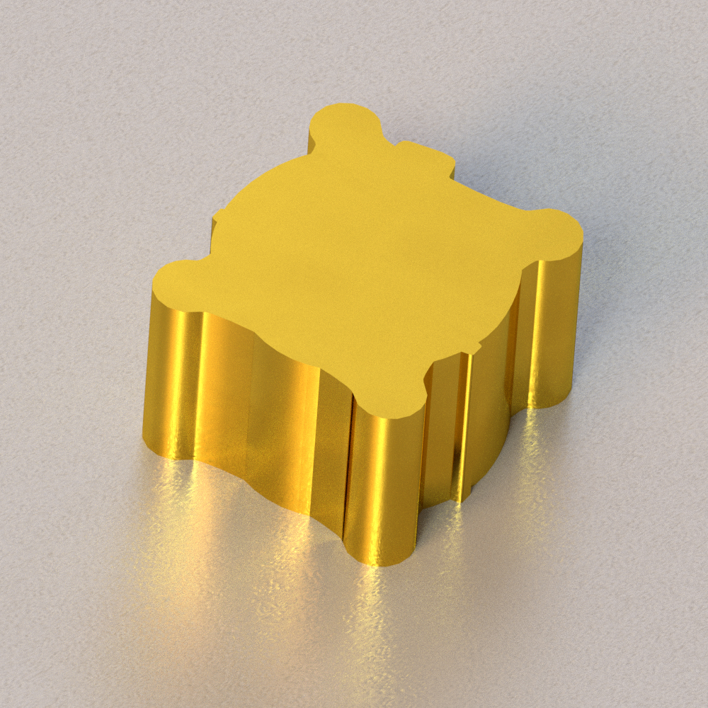 A metal shape extruded from C485 naval brass by Chicago Extruded Metals.